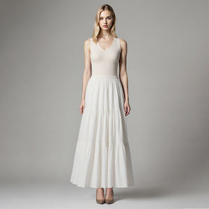 Vêtements pour femmes tricoté tissé Patchwork <span class=keywords><strong>pull</strong></span> <span class=keywords><strong>sans</strong></span> manches robe été jupes décontracté Maxi dames jupes longue robe pour les femmes - Product Image 3