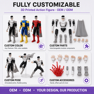 Action Figure Supereroe Personalizzato con Mantello Stampato in 3D, Modellino Articolato Personalizzabile, Giocattolo da Collezione, Designer OEM, Vendita all'Ingrosso - Product Image 2