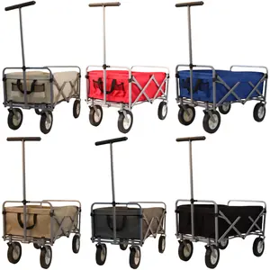 4 Rounds Foldable Beach Wagon Hand Trolley Strong Kids Garden Wagon Cart