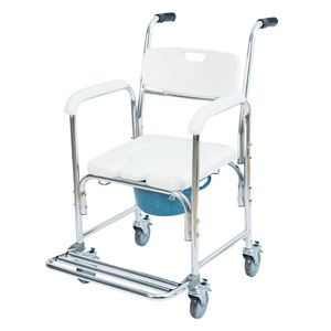 Multifunctional Pulley <b>Commode</b> <b>Chair</b> For Elderly Hospital Use Foldable With Wheels And Foam Seat - Product Image 2