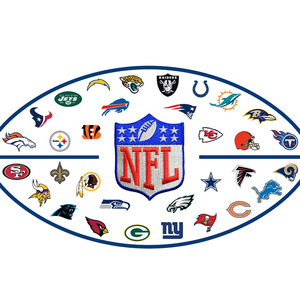 Wholesale Custom Iron <b>on</b> <b>Patches</b> NFL Chenille Twill Fabric Football Hat <b>Patches</b> With Sequin and Glitter - Product Image 1
