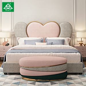 Tissu Moderne Double Contracté Hôtel Chambre Lit pour Fille Nordic Light Luxe Ins Moderne rose Lit Meubles pour <span class=keywords><strong>Mariage</strong></span> - Product Image 3