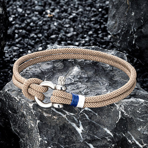 กำไลข้อมือเงินแบบปรับได้ สแตนเลสสตีล สายถักแบบมารีน กำไลสองชั้นแบบมิลาน สำหรับผู้ชาย ผู้หญิง ของขวัญเครื่องประดับ - Product Image 4