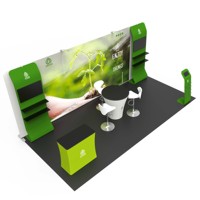 Stand d'exposition portable personnalisé de 10 pieds avec TV et étagère pour salons professionnels, impression par sublimation