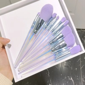 10pcs Purple Crystal Handle Makeup Brush Set Synthetic Hair Foundation Concealer Mascara Tool - Product Image 3