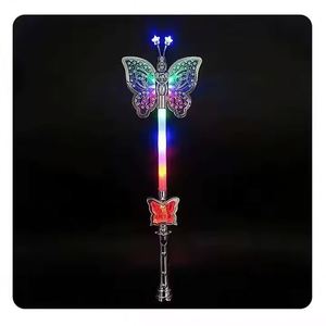 Baguette Magique Lumineuse LED Multicolore Portable en ABS, Modèle Papillon Féerique, Inspirée des Bâtons Lumineux Néon, Unisexe - Product Image 3