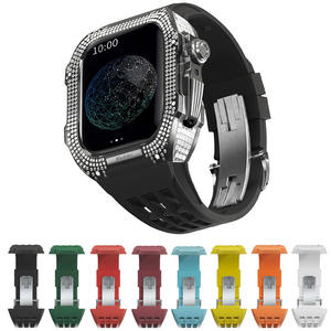 Kit de modificación de carcasa de lujo con marco de diamantes de <span class=keywords><strong>titanio</strong></span> para <span class=keywords><strong>Apple</strong></span> <span class=keywords><strong>Watch</strong></span> 8 7 6 5, <span class=keywords><strong>correa</strong></span> de goma de fluoruro pa - Product Image 6
