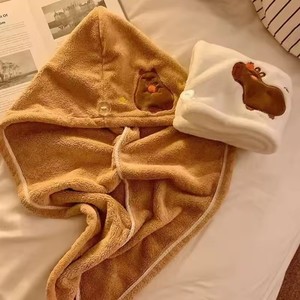 Gorro de Ducha de Felpa con Diseño de Capibara, Bonito y Absorbente, de Secado Rápido, de Terciopelo Coral, para Mujeres, Niñas y Chicas Kawaii - Product Image 2