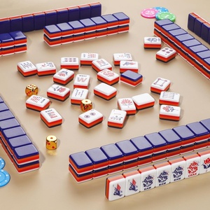 Nuevo Juego de Fichas de Mahjong Americanas Artísticas de Acrílico de 0.6*1.26*0.95 Pulgadas con Elegante Estuche de Almacenamiento de Cuero - Product Image 4
