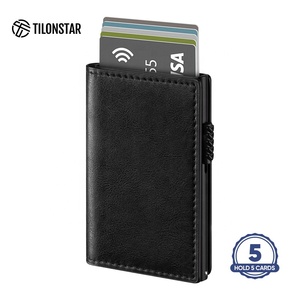 TILONSTAR TVC315 Leather Slim Card <b>Holder</b> Pop up <b>Wallet</b> Rfid Blocking Aluminum Business Id Credit Card <b>Holders</b> - Product Image 2