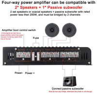Fabricant professionnel d'amplificateur de voiture 4 canaux en aluminium 12V classe AB/classe A avec filtres de croisement et prise en charge de l'autoradio