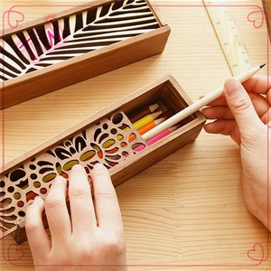 Bán hàng nóng thiết kế độc đáo trẻ em lưu trữ hộp cổ điển Laser khắc gỗ Pull-out bút chì trường hợp - Product Image 6