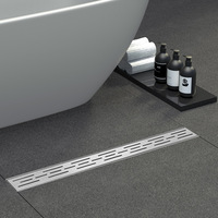 Drain de sol de salle de bain en acier inoxydable gris foncé moderne simple à grille linéaire, antirouille, anti-odeur, anti-cheveux, anti-insectes, 5 ans