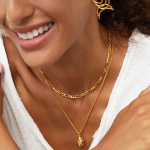 MICCI-Cadena de collar personalizada para mujer, de 3mm y 4mm, joyería de 14K y 18K, chapado en oro, cadena gruesa de acero inoxidable NK Figaro, venta al por mayor - Product Image 4