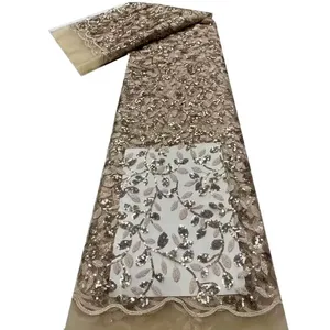 Produsen Kain Brokat Gaun Anak Mewah Tersedia dengan Payet Daun Jala Bordir Gaya Tradisional Romantis Mewah - Product Image 1