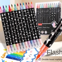 Marqueur acrylique double pointe Baiyi Stationery Le Yilai pour la peinture des étudiants et des enfants, stylo aquarelle, stylo couleur flash