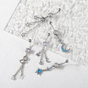 Custom 14G Roestvrij Staal Hart Ster Maan Dromenvanger Trendy Bungelende Navel <span class=keywords><strong>Piercing</strong></span> Sieraden Sexy Ombligo Navel Ringen - Product Image 6