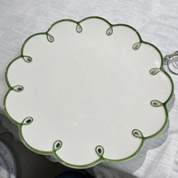 European Scalloped Shape Ceramic Dinner Plate Set with Color Rim Charge Plates for Wedding Event Table Decorations