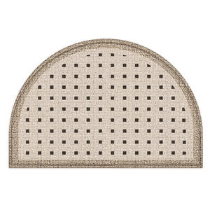Tapete de Entrada Semicircular de Terciopelo Belga con Patrón Geométrico, de Fibra de Poliéster Resistente a las Manchas - Product Image 1