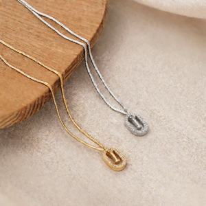 Collier pendentif Z lettre I avec chaîne serpent diamantée, minimaliste, unisexe, pour tous les jours - Product Image 2