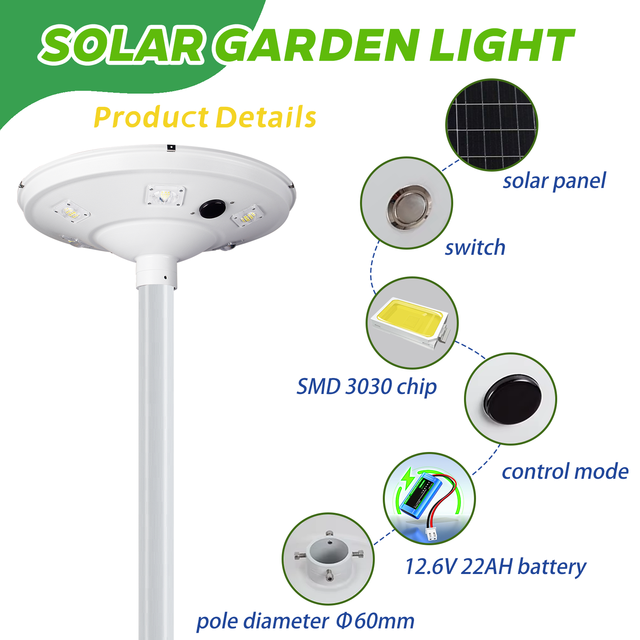 Outdoor Solar Pathway Light LED IP65 IP66 Time Sensor Monocrystalline Panel LiFePO4 Battery
