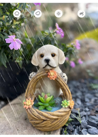 Décoration de jardin extérieure en résine réaliste en forme de chien à énergie solaire, avec succulentes, petite veilleuse, artisanat en résine