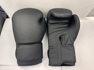 Gants de boxe en cuir PU noir, fermeture Velcro sur tous les doigts, gants d'entraînement pour adultes, unisexe, gants de boxe pour arts martiaux - Product Image 1