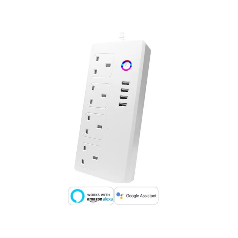 Voice Control UK Padrão Britânico 13A Soquete de Extensão Tuya App WiFi Porta Plug USB Smart Power Strip