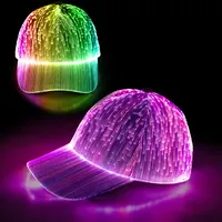 Cappello LED a 7 Colori Cangianti con Fibra Ottica, Cappellino da Baseball Luminoso per Danza, Corsa Notturna, Hip-hop, Cappello Lampeggiante per Feste e Festival
