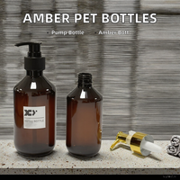 Bouteille vide en PET ambré de 100 ml avec pompe noire pour lotion liquide, shampoing, gel douche, savon, flacon pompe de 500 ml, conteneur cosmétique XD2803-200