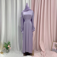 Chador Eid Robes Femmes Musulmanes Hijab Qamis Musulman Dubaï Satin Haute-Messe Satin Maxi Robe Burqa Burka Burqua