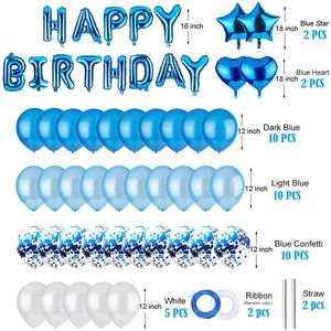 Joyeux <span class=keywords><strong>Anniversaire</strong></span> Bleu Ballons En Latex Ballons de Numéro De Feuille Bébé Garçon Fille Première Fête D'<span class=keywords><strong>anniversaire</strong></span> Décorations Mes 1 An Fournitures - Product Image 2