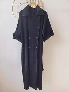 Abrigo tipo gabardina de punto plisado con capucha, estilo coreano, para otoño, diseño holgado, manga larga, abotonadura sencilla, reversible - Product Image 2