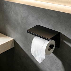 <span class=keywords><strong>Portarotolo</strong></span> per Asciugamani <span class=keywords><strong>da</strong></span> <span class=keywords><strong>Cucina</strong></span> e Bagno, Dispenser in Acciaio Inox per Carta Igienica con Ripiano - Product Image 1
