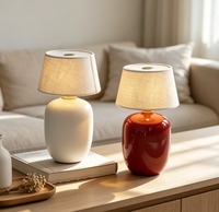 Lampe d'hôtel moderne écologique en fer rouge, style champignon crème français, décor mignon pour fille, alimentation CA, LED pour bureau
