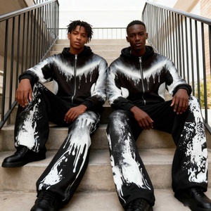 Ensemble deux pièces OEM personnalisé pour l'hiver : sweat à capuche oversize et pantalon de jogging évasé, style survêtement, pour hommes et femmes, idéal pour le sport. - Product Image 1