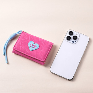 New <b>Sweet</b> Beauty Wallet Short and Portable Pink Wallet Women's Multi functional ID Cash Storage <b>Bag</b> - Product Image 2