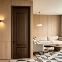 Porte intérieure en aluminium et bois pour hôtel économique, projet de villa, porte battante insonorisée écologique en aluminium, porte à grain de bois pour maison