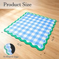 Tapis de table à mahjong bleu à carreaux festonnés avec sac de transport, antidérapant, réduction du bruit, 31,5"x31,5" pour le mahjong américain, le poker et les cartes