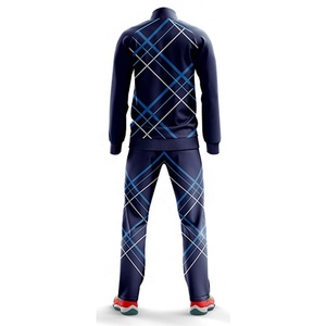 Ensemble de survêtement sportif pour homme, bleu marine, imprimé géométrique, fermeture éclair intégrale, jogging, polyester, séchage rapide, vêtements d'automne - Product Image 3
