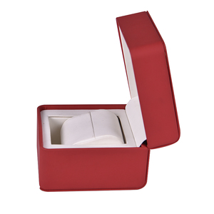 <b>Red</b> Leather <b>Wrapping</b> White Velvet Pocket Watch Box Packing Jewelry Box Leather PU Watch Display Box - Product Image 4