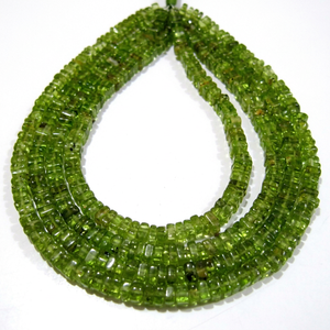 Peridoto Verde Natural, Corte Heishi, Tamaño 3-4mm, Cuentas de Piedras Preciosas de Alta Calidad, Longitud 14-15 Pulgadas - Product Image 1