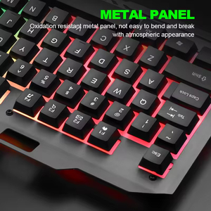 Ensemble clavier et souris de jeu à sensation mécanique filaire, panneau métallique, rétroéclairage RVB pour ordinateur de bureau, ordinateur portable, bureau, joueur - Product Image 3