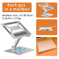 Supports pour ordinateur portable réglables argentés pliables avec logo personnalisé Support pour ordinateur portable en aluminium avec concentrateur USB