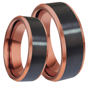 CHENG JEWELERS Gioielli di Lusso per Dita Anello in Carburo di Tungsteno Spazzolato Nero Placcato Color Caffè 8mm per Uomo - Product Image 1