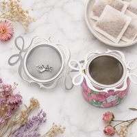 Accessoire à matcha personnalisé OEM en acier inoxydable 304, design nœud papillon mignon, passoire à thé, accessoires pour café et thé, tamis à matcha