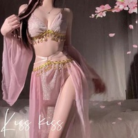 Ensemble de lingerie sexy grande taille Princesse exotique avec bretelles, style vintage rétro, ceinture ventrale, robe Hanfu en dentelle polyester pour femme, ODM