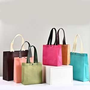 Bolsas de Compra Ecológicas de Tela No Tejida, 7 Colores (Rosa/Azul/Gris/Rosa/Amarillo/Marrón), Logotipo Personalizado - Gruesas y Reutilizables - Product Image 1