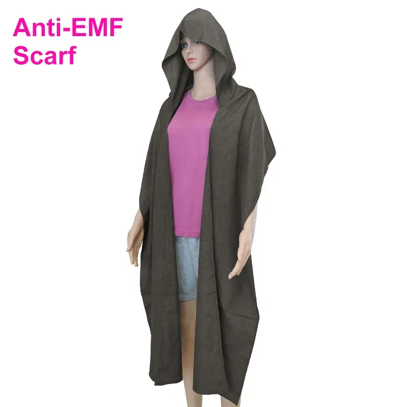 Organic bamboo silver fiber Anti-EMF shielding radiation hooded scarf