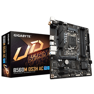 Carte mère de jeu GIGABYTE <span class=keywords><strong>B560M</strong></span> DS3H AC d'occasion avec chipset Intel B560, prend en charge les processeurs Intel Core de 11e et 10e génération - Product Image 1